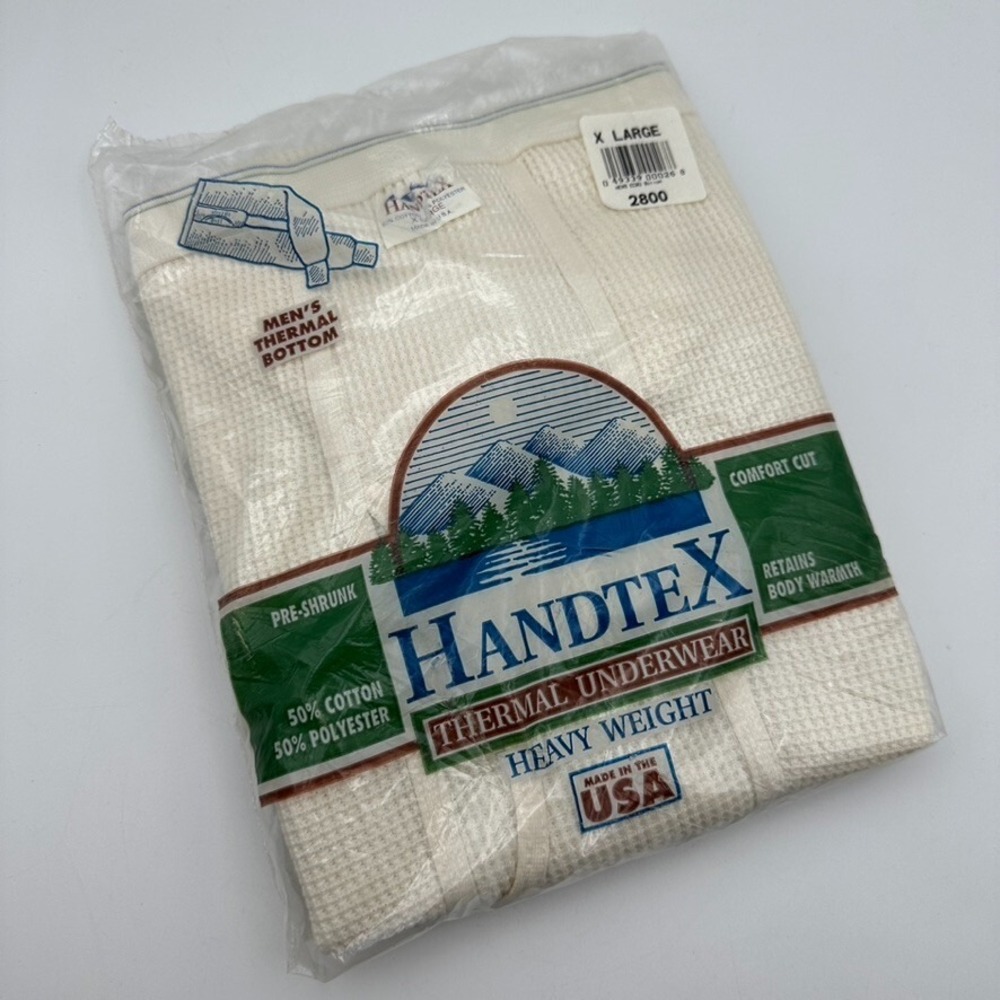 Handtex Thermal Underwear Mens XL Cream Heavy Weight Waffle Knit Bottom USA Made